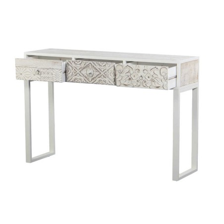 consola de metal y madera tallado 120x35x80 cm