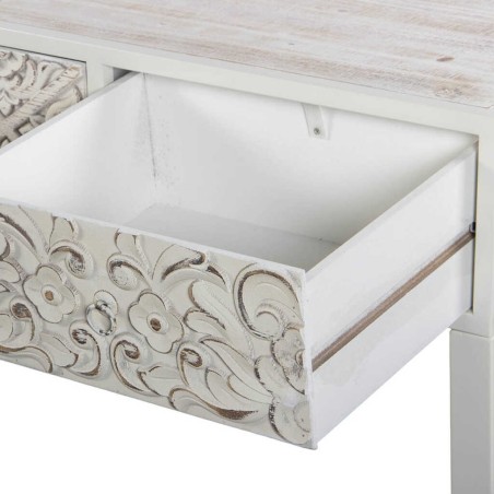 consola de metal y madera tallado 120x35x80 cm