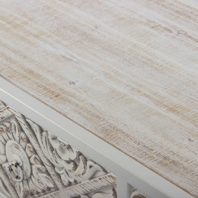 consola de metal y madera tallado 120x35x80 cm