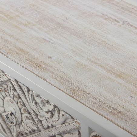 consola de metal y madera tallado 120x35x80 cm