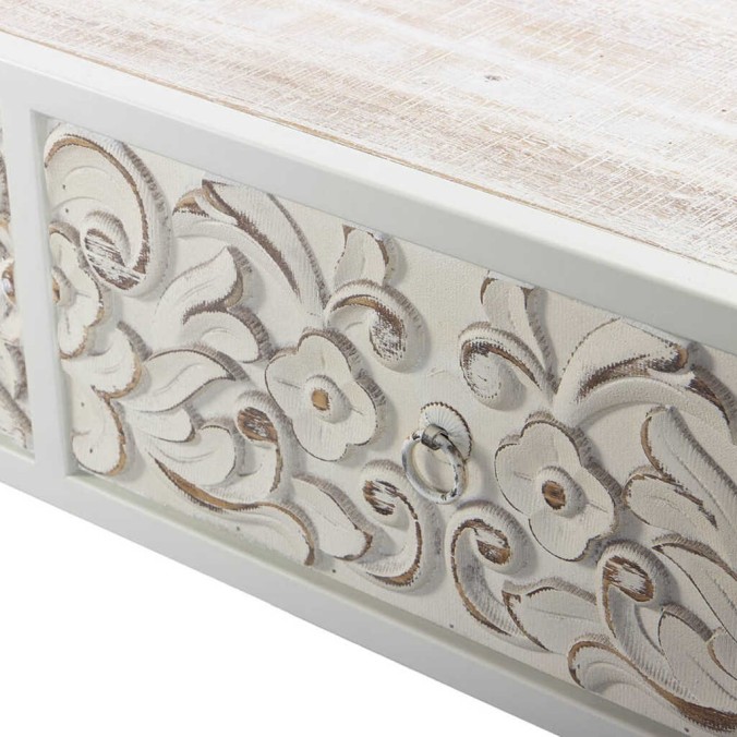 consola de metal y madera tallado 120x35x80 cm