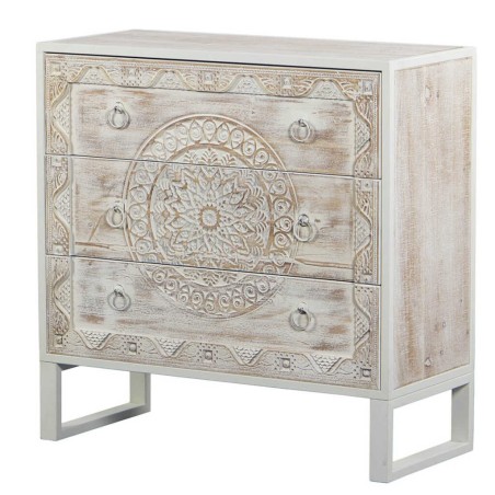 comoda de metal y madera tallada 80x35x80 cm