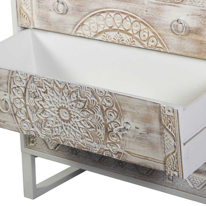 comoda de metal y madera tallada 80x35x80 cm