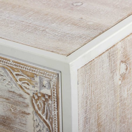 comoda de metal y madera tallada 80x35x80 cm