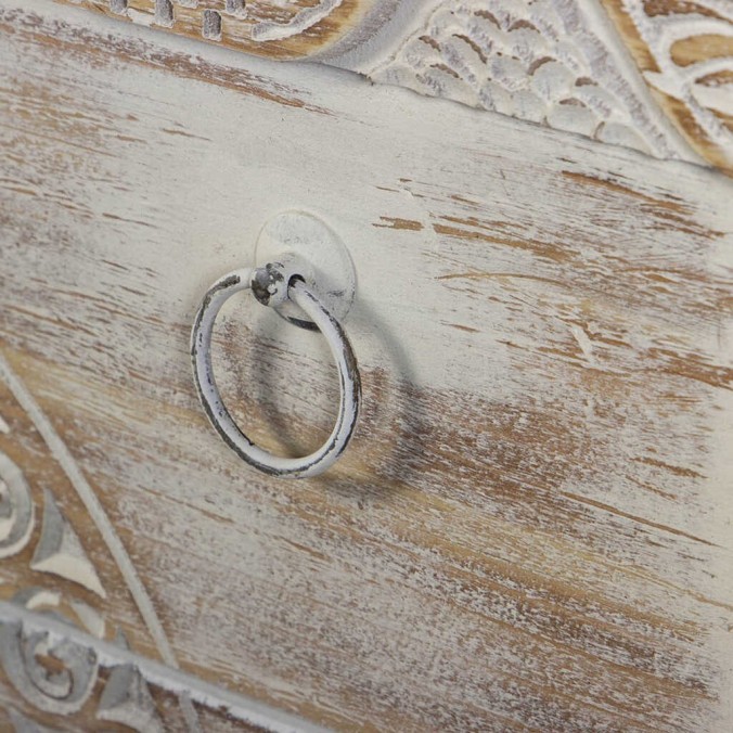 comoda de metal y madera tallada 80x35x80 cm