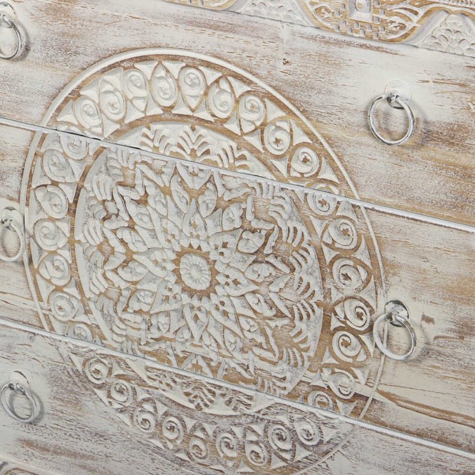 comoda de metal y madera tallada 80x35x80 cm