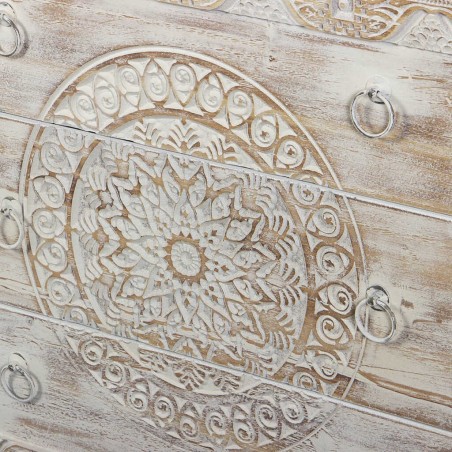 comoda de metal y madera tallada 80x35x80 cm