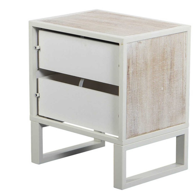 mesita metal y madera tallado 45x33x50 cm