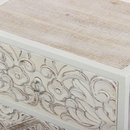 mesita metal y madera tallado 45x33x50 cm