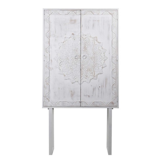 cabinet metal y madera tallado 85x38x175 cm