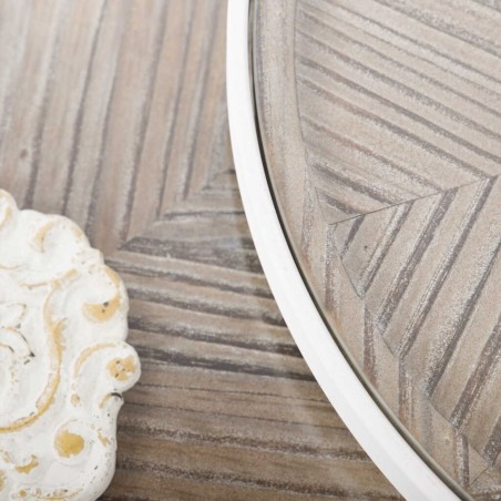 set 2 mesas metal-madera talla 47x47x50-42x42x45cm