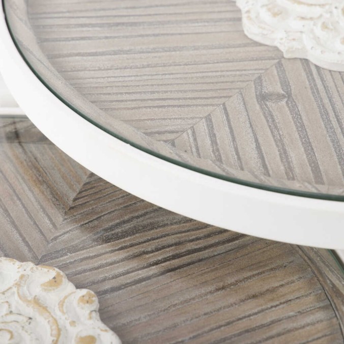 set 2 mesas metal-madera talla 47x47x50-42x42x45cm