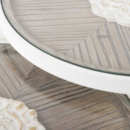 set 2 mesas metal-madera talla 47x47x50-42x42x45cm