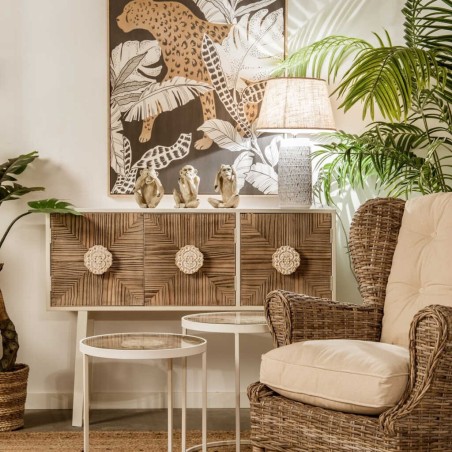 set 2 mesas metal-madera talla 47x47x50-42x42x45cm