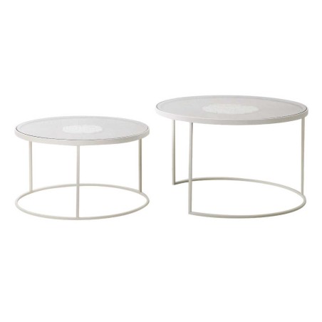 set 2 mesas metal-madera talla 80x80x50-70x70x40cm