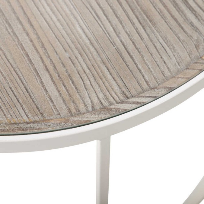 set 2 mesas metal-madera talla 80x80x50-70x70x40cm