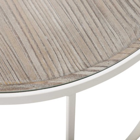 set 2 mesas metal-madera talla 80x80x50-70x70x40cm