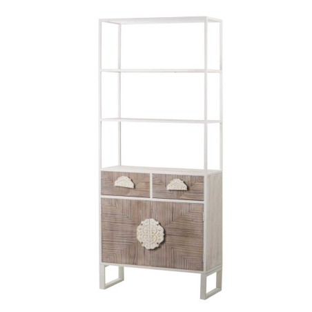 librero metal y madera tallada 84x35x200 cm