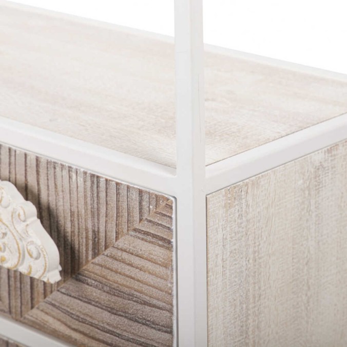 librero metal y madera tallada 84x35x200 cm