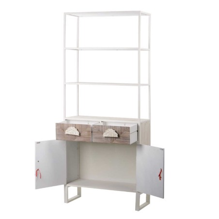 librero metal y madera tallada 84x35x200 cm