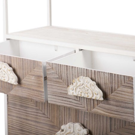 librero metal y madera tallada 84x35x200 cm