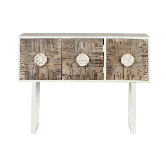 aparador metal y madera tallada 120x35x90 cm