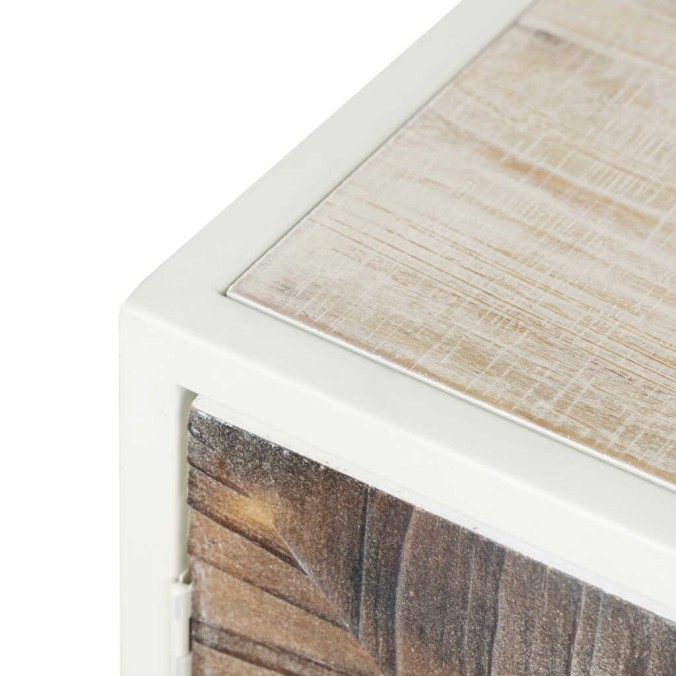 aparador metal y madera tallada 120x35x90 cm