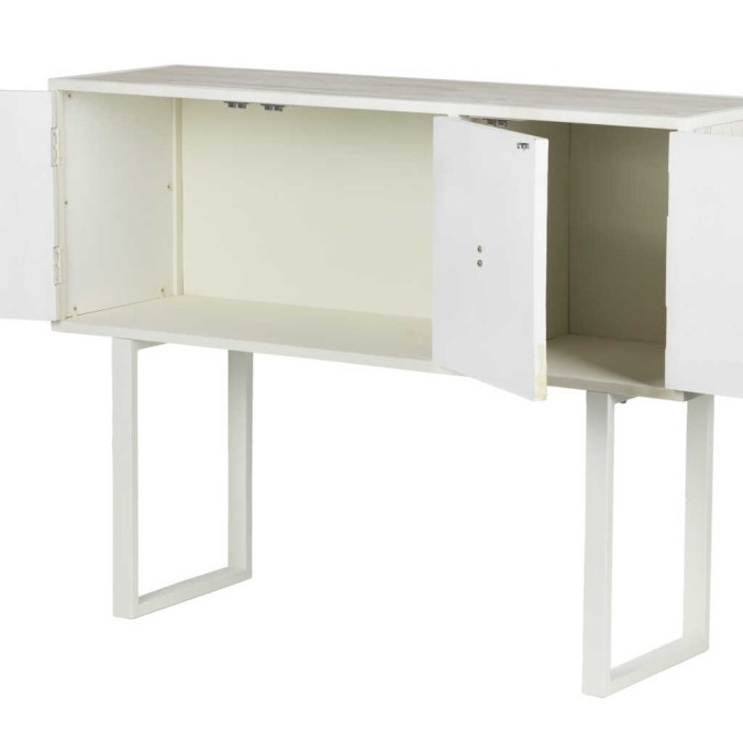 aparador metal y madera tallada 120x35x90 cm