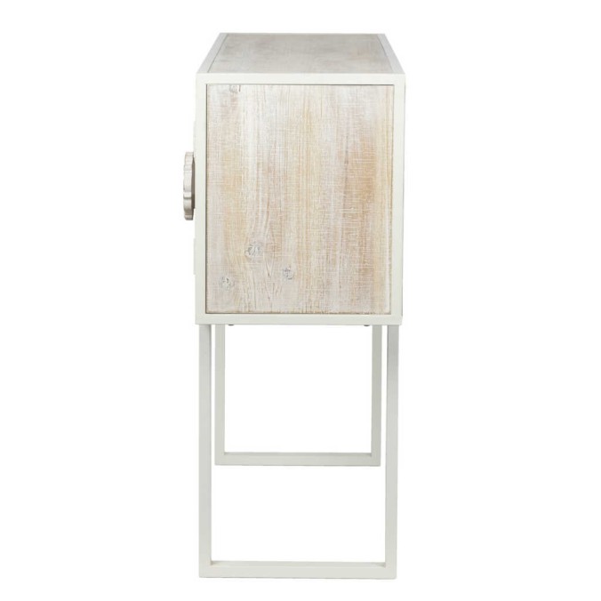 aparador metal y madera tallada 120x35x90 cm