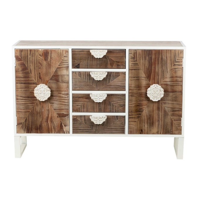 aparador metal y madera tallada 120x35x80 cm