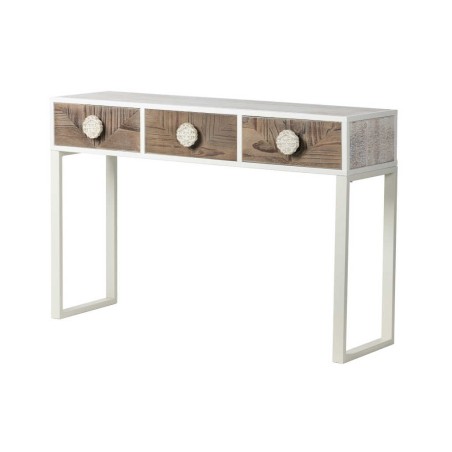 consola metal y madera tallada 120x35x80 cm