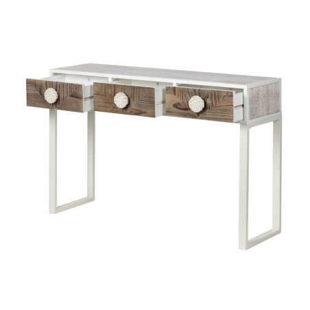 consola metal y madera tallada 120x35x80 cm