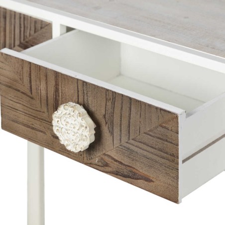 consola metal y madera tallada 120x35x80 cm