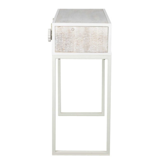 consola metal y madera tallada 120x35x80 cm