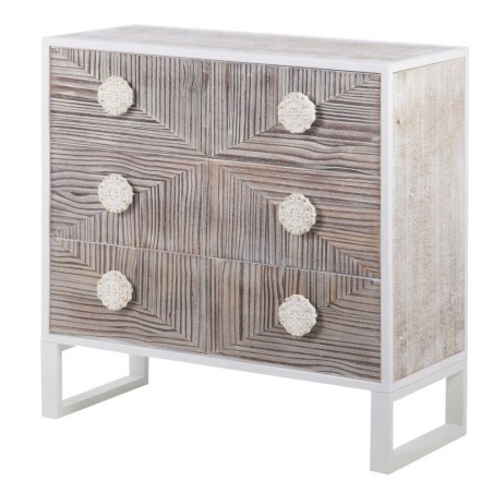 comoda metal y madera tallada 80x35x80 cm