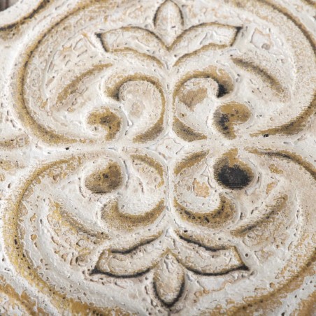 mesa comedor metal y madera tallada 190x90x78 cm