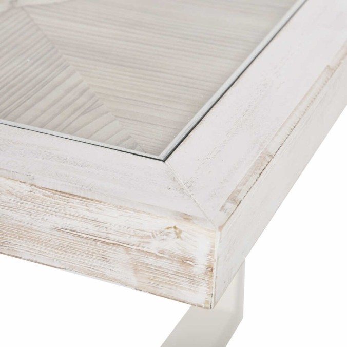 mesa comedor metal y madera tallada 190x90x78 cm