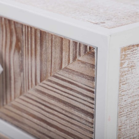 mesita metal y madera tallada 45x33x50,5 cm