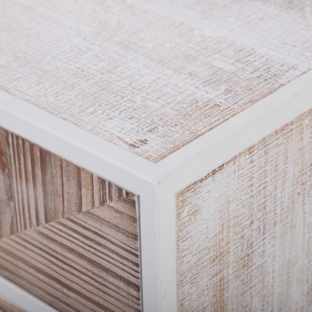 mesita metal y madera tallada 45x33x50,5 cm