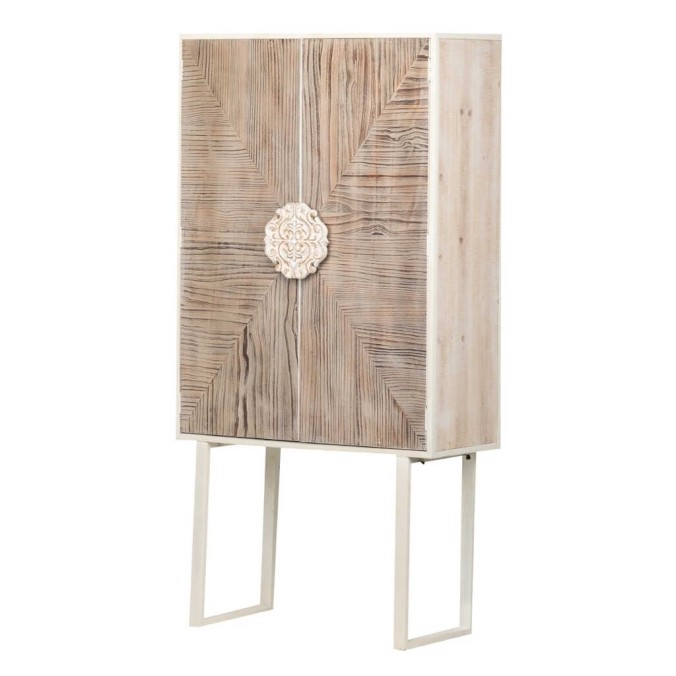 cabinet metal y madera tallada 85x38x175 cm