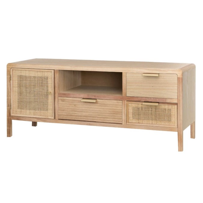 mueble tv madera natural 120x40x50 cm