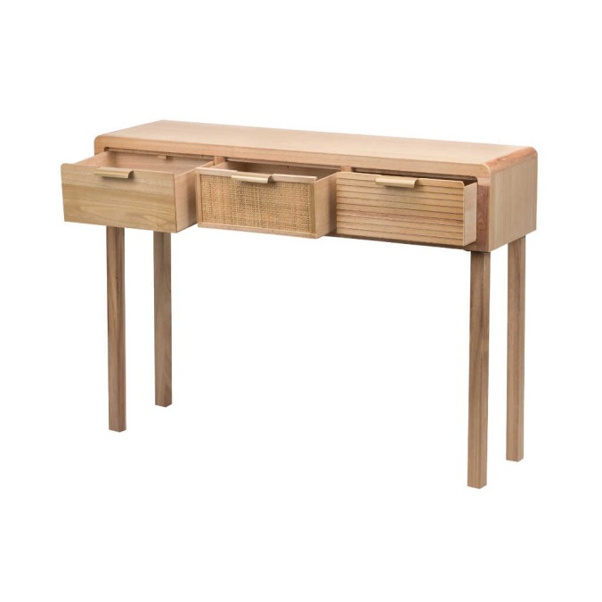 consola madera natural 110x30x78 cm