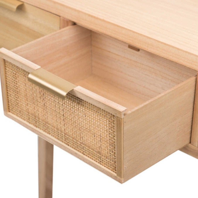 consola madera natural 110x30x78 cm