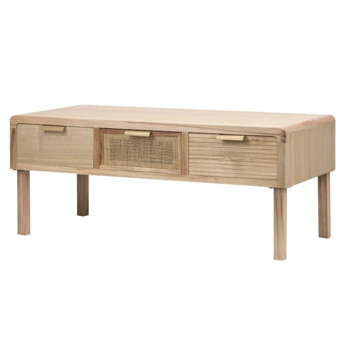 mesa centro madera natural 110x50x45 cm