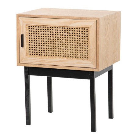 mesita rejilla con puerta madera-metal 50x40x65 cm