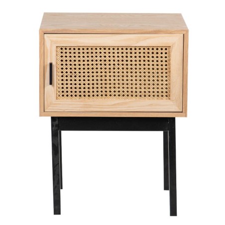 mesita rejilla con puerta madera-metal 50x40x65 cm