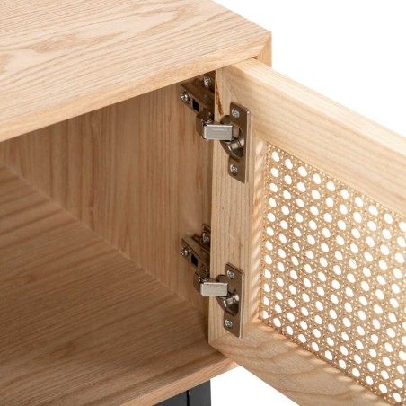 mesita rejilla con puerta madera-metal 50x40x65 cm