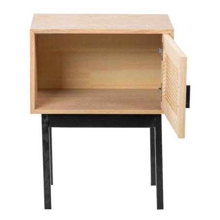 mesita rejilla con puerta madera-metal 50x40x65 cm