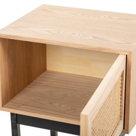 mesita rejilla con puerta madera-metal 50x40x65 cm