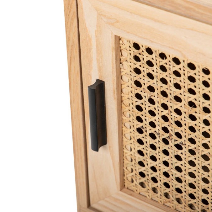 mesita rejilla con puerta madera-metal 50x40x65 cm